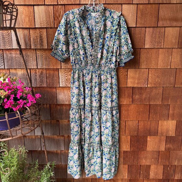 NWT Max Studio London Floral Print Short Sleeve Tiered Maxi Dress in Women's XL - Picture 2 of 16